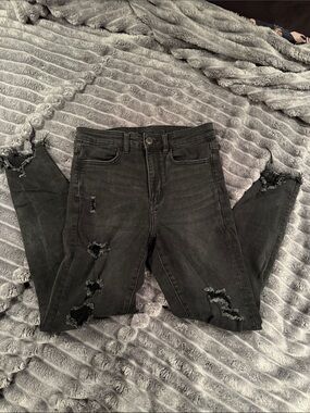 American Eagle Outfitters Black Distressed Skinny Jeans